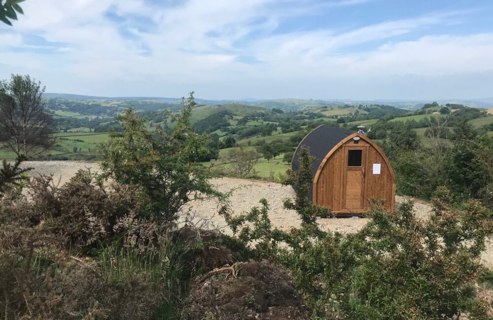 Our new 'hill top' sauna sits high on the hill behind the cottage.