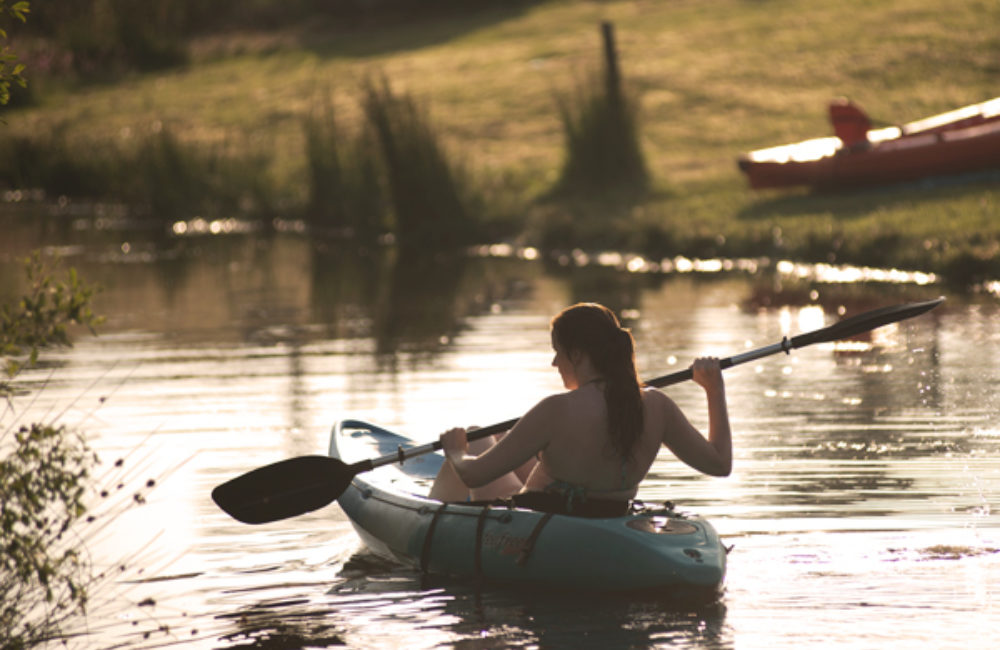 Leisurely paddling on our own lake